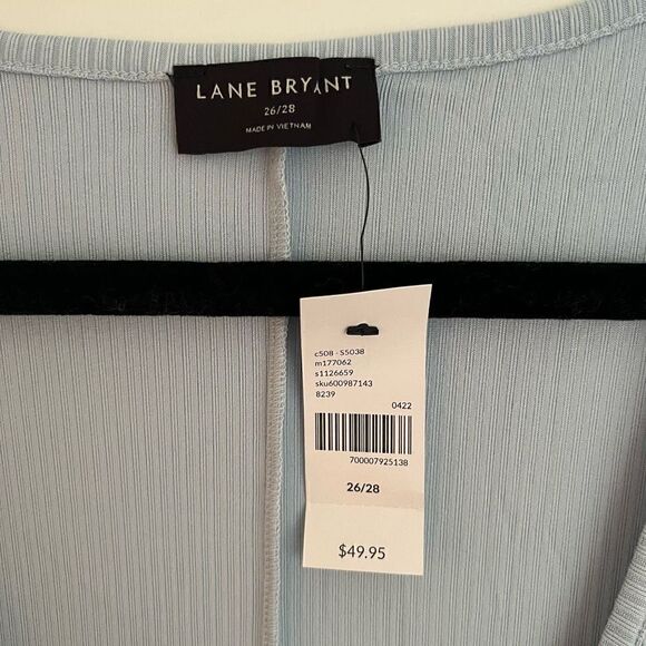 Lane Bryant Short Sleeve Wrap Top Blouse Drapy V Neck Pastel Blue 26 / 28 - Picture 8 of 8